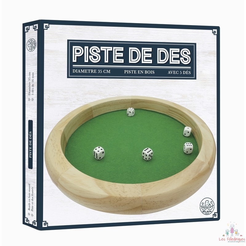 Piste de dé 35cm bois avec 5 dés