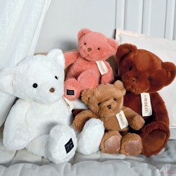 Ours en peluche marron clair assis - LE NOUNOURS - 40 cm