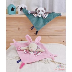 Doudou plat panda vert avec...