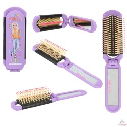 Brosse à cheveux pliante à tige TOPModel avec miroir