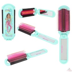 Brosse à cheveux pliante à tige TOPModel avec miroir