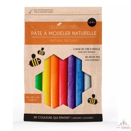 PÂTE À MODELER CIRE D'ABEILLE - 4 COULEURS ARC-EN-CIEL