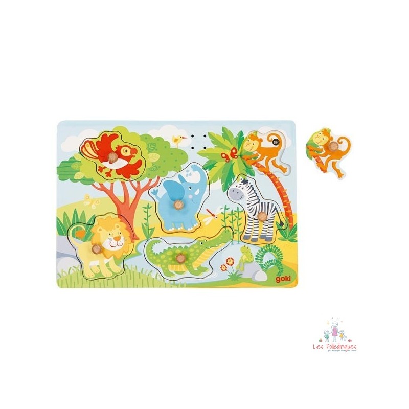 Puzzle à encastrements sonore, animaux du zoo