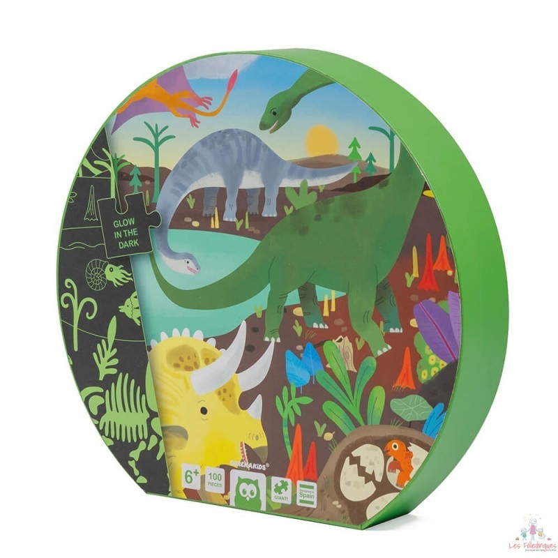 Puzzle géant 100 pièces qui brillent dans le noir – Dinosaures