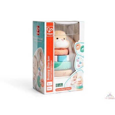 Lapin à empiler en bois et tissu