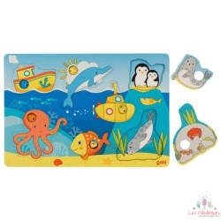 Puzzle avec images cachées, animaux marins