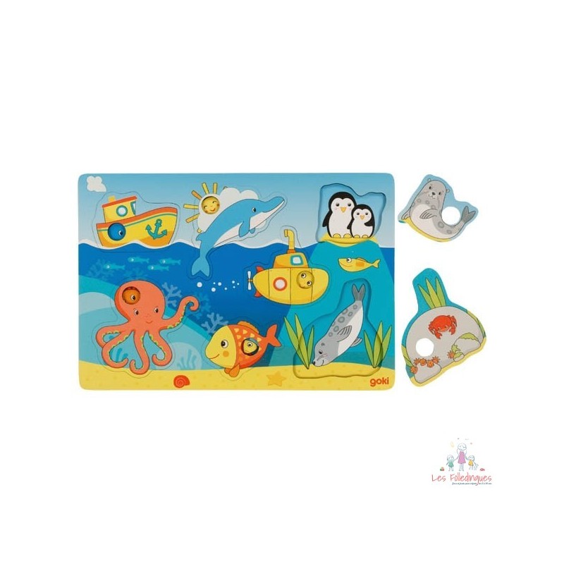 Puzzle avec images cachées, animaux marins