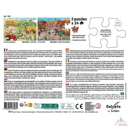 Puzzle 2 x 24 pièces - Ferme et Ville