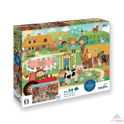 Puzzle 2 x 24 pièces - Ferme et Ville