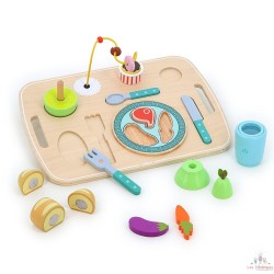 Jeu d’éveil en bois, Plateau repas multi-activités