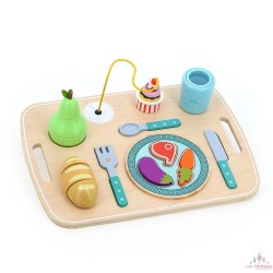 Jeu d’éveil en bois, Plateau repas multi-activités