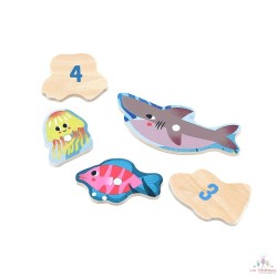 Pêche à la ligne magnétique en bois, Les océans - Michelle Carlslund