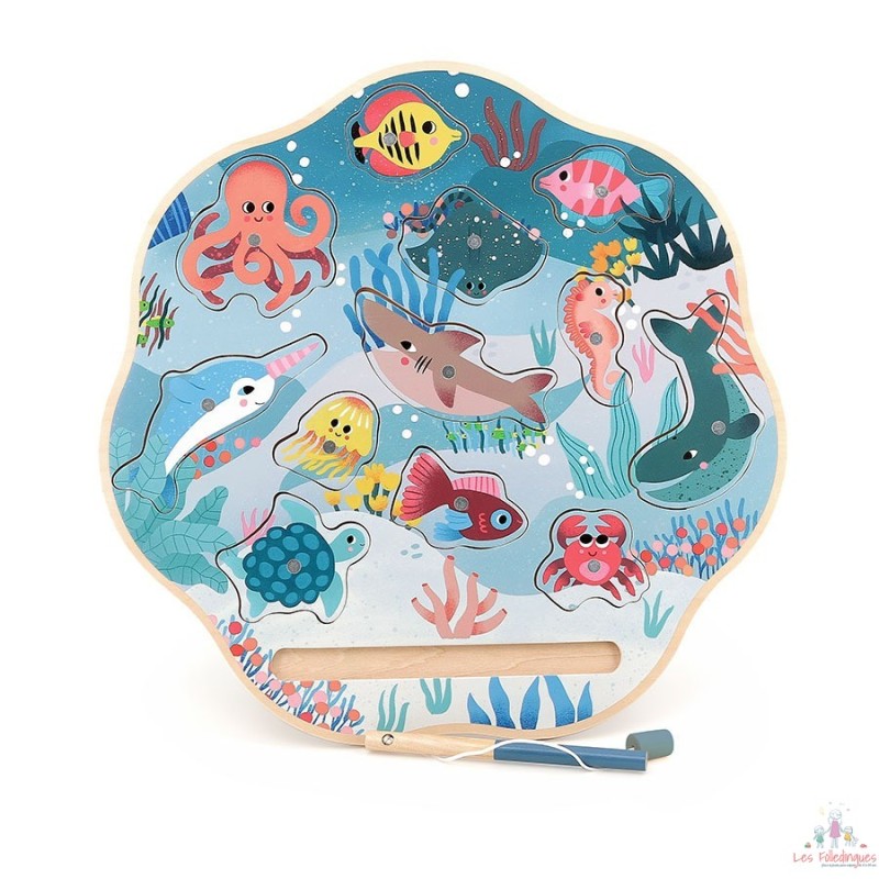 Pêche à la ligne magnétique en bois, Les océans - Michelle Carlslund