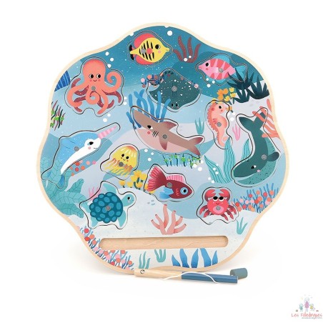 Pêche à la ligne magnétique en bois, Les océans - Michelle Carlslund