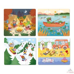 Coffret de 4 puzzles évolutifs en bois, Les vacances - Mélusine Allirol