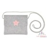 Sac bandouillère Bapke glitter argent, motif étoile rose