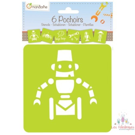 Set de 6 pochoirs enfants, Robots